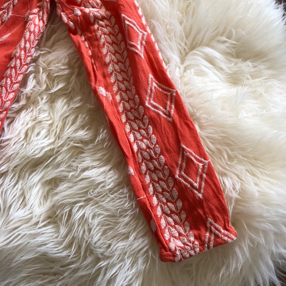 Peach Love California Long Sleeve Coral Boho Embroidered Blouse S - Picture 3 of 7